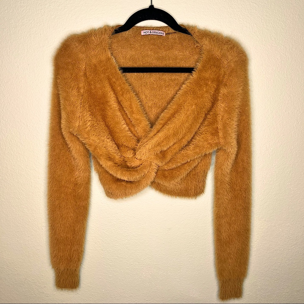 Forever 21 Camel Fuzzy Crop Top